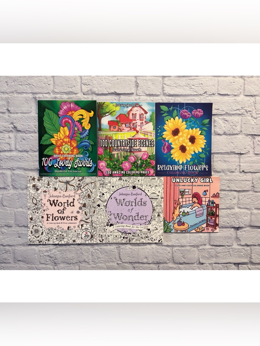 Adult coloring book lot (Johanna Basford, Mira Luna, Damita Victoria, etc)
